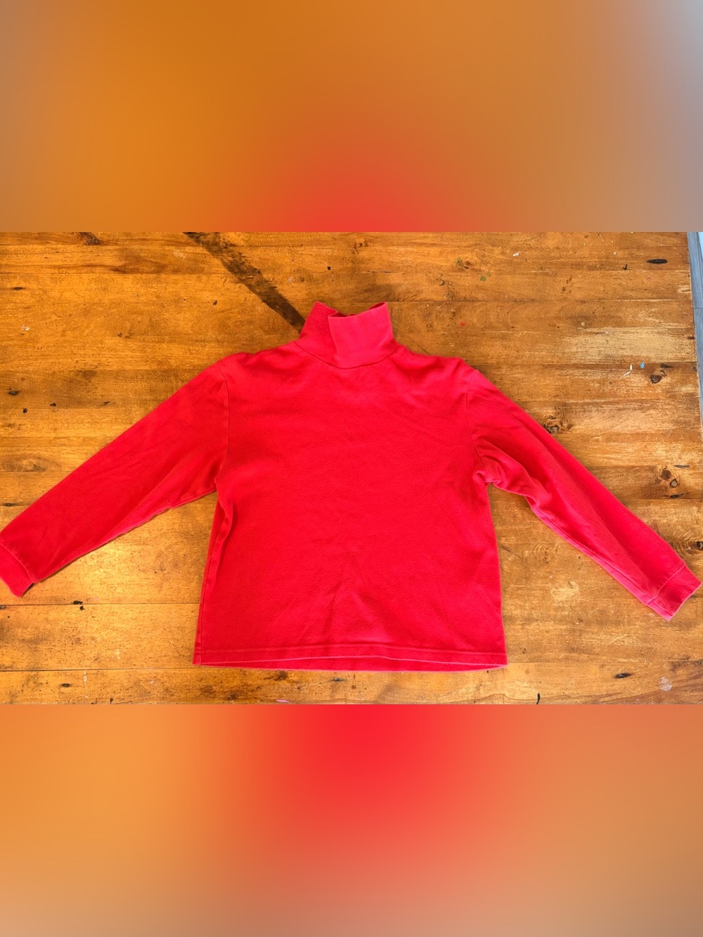 Basic Editions Women's Red Turtleneck Long Sleeve Top